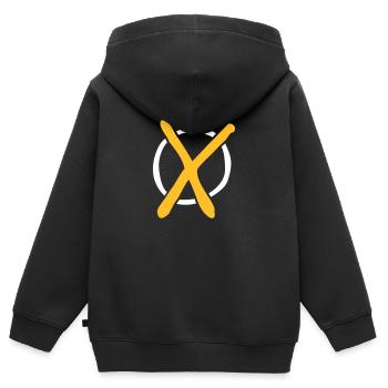 Wahl Kreuz - Kinder Premium Organic Zip Hoodie - Schwarz - Hinten - AI Model Kid Male (0cm)