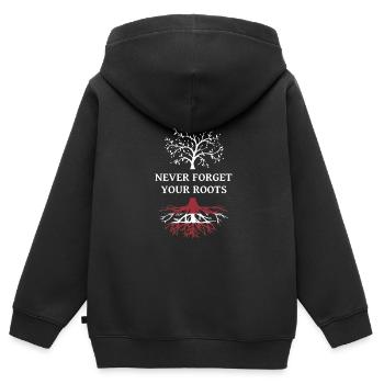 Lettland Never Forget Your Roots - Kinder Premium Organic Zip Hoodie - Schwarz - Hinten - AI Model Kid Male (0cm)