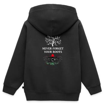 La Libye n’oublie jamais ses racines - Sweat Premium à capuche zippé enfant bio - noir - Dos - AI Model Kid Male (0cm)