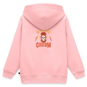 old school custom - Sweat Premium à capuche zippé enfant bio - rose - Dos - AI Model Kid Female (0cm)