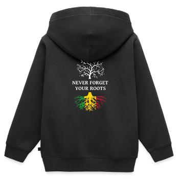 Mali N’oubliez jamais vos racines - Sweat Premium à capuche zippé enfant bio - noir - Dos - AI Model Kid Male (0cm)