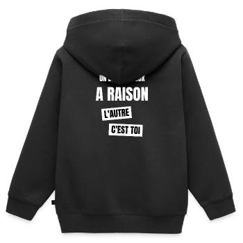 un de nous deux a raison - Sweat Premium à capuche zippé enfant bio - noir - Dos - AI Model Kid Male (0cm)
