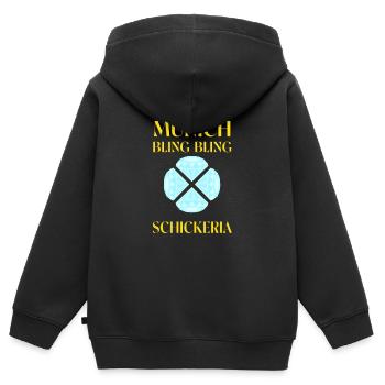 Munich Bling Bling Schickeria - Kinder Premium Organic Zip Hoodie - Schwarz - Hinten - AI Model Kid Male (0cm)