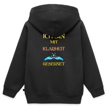 Ich bin mit Klarheit gesegnet - Kinder Premium Organic Zip Hoodie - Schwarz - Hinten - AI Model Kid Male (0cm)