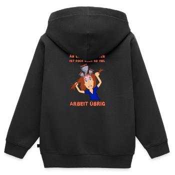 Am Ende der Nerven ist so viel Arbeit (Job) übrig - Kinder Premium Organic Zip Hoodie - Schwarz - Hinten - AI Model Kid Male (0cm)