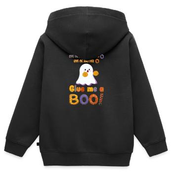 Mignon Halloween Cheerleader Ghost avec pompons - Sweat Premium à capuche zippé enfant bio - noir - Dos - AI Model Kid Male (0cm)