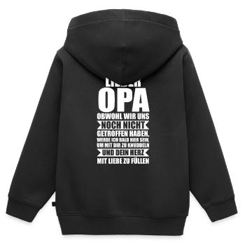 Opa Großvater Großväter Geschenk - Kinder Premium Organic Zip Hoodie - Schwarz - Hinten - AI Model Kid Male (0cm)