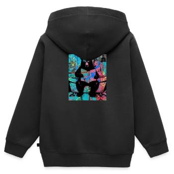 Graffiti, Badezimmer, Bad, Malerei, bunt,Bär - Kinder Premium Organic Zip Hoodie - Schwarz - Hinten - AI Model Kid Male (0cm)