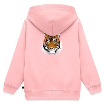 tête de tigre - Sweat Premium à capuche zippé enfant bio - rose - Dos - AI Model Kid Female (0cm)