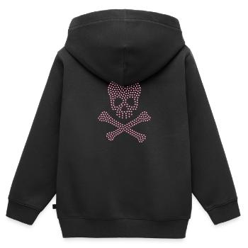 Crâne Rose - Sweat Premium à capuche zippé enfant bio - noir - Dos - AI Model Kid Male (0cm)