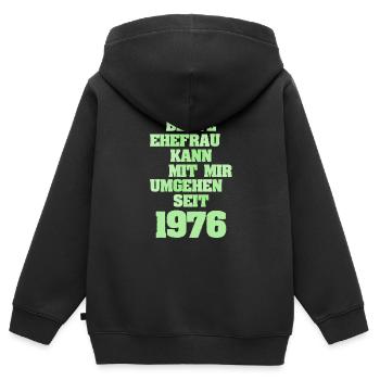 Witzig 1976 - Kinder Premium Organic Zip Hoodie - Schwarz - Hinten - AI Model Kid Male (0cm)