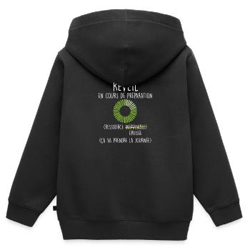 Réveil En Cours De Préparation Ressource Epuisée - Sweat Premium à capuche zippé enfant bio - noir - Dos - AI Model Kid Male (0cm)
