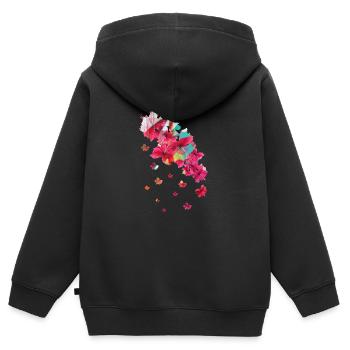 Hibiscus,Flower,Lotus,Blossom,Floral,Hibiscus Blossom - Kids Premium Organic Zip-up Hoodie - black - Back - AI Model Kid Male (0cm)