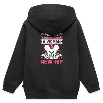 Drôle de remplacement de la hanche Récupération de la chirurgie de la hanche - Sweat Premium à capuche zippé enfant bio - noir - Dos - AI Model Kid Male (0cm)