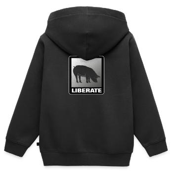Liberate Vegan Animal Liberation - Kinder Premium Organic Zip Hoodie - Schwarz - Hinten - AI Model Kid Male (0cm)