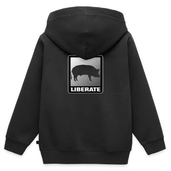 Liberate Vegan Animal Liberation Schwein - Kinder Premium Organic Zip Hoodie - Schwarz - Hinten - AI Model Kid Male (0cm)