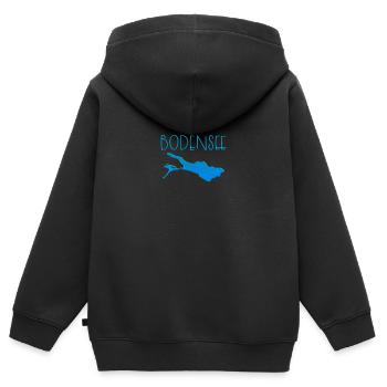 Lac de Constance Lac de Constance Mer Souabe - Sweat Premium à capuche zippé enfant bio - noir - Dos - AI Model Kid Male (0cm)