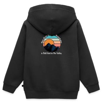 Le Dieu La Montagne Dans Dieu Toujours Dans La Vallée - Sweat Premium à capuche zippé enfant bio - noir - Dos - AI Model Kid Male (0cm)