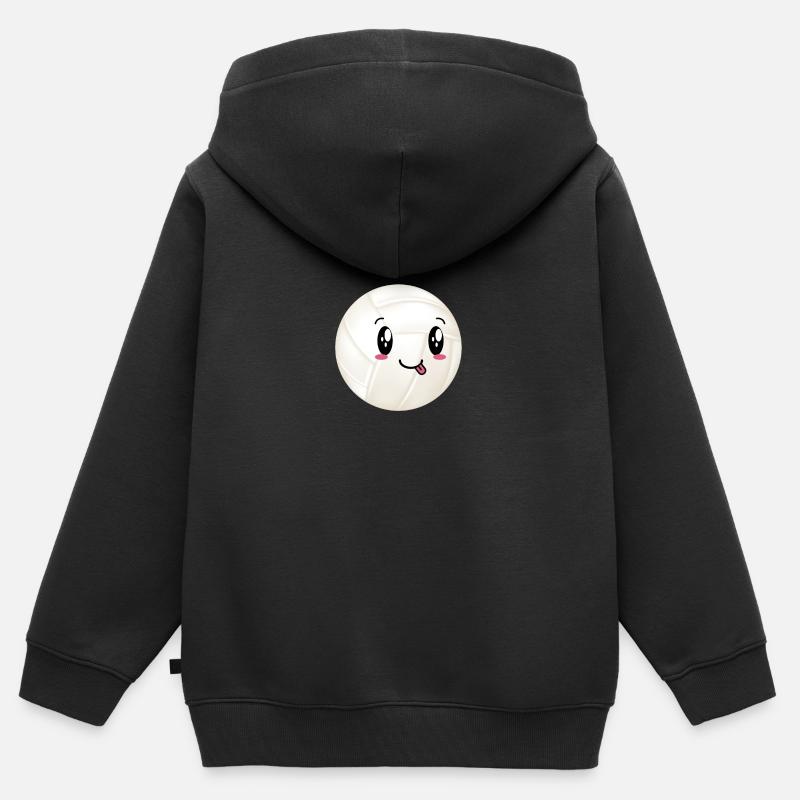 on volley kawaii - Sweat Premium à capuche zippé enfant bio - noir