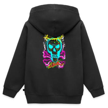 L.Gor Totenkopf Knochen - Kinder Premium Organic Zip Hoodie - Schwarz - Hinten - AI Model Kid Male (0cm)