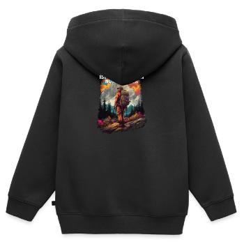 Wandern ist krasser als spazieren - Kinder Premium Organic Zip Hoodie - Schwarz - Hinten - AI Model Kid Male (0cm)