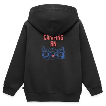 Camping RN Camper Forest Camp Woods Vacances - Sweat Premium à capuche zippé enfant bio - noir - Dos - AI Model Kid Male (0cm)