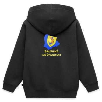 Dauphiné indépendant ! - Sweat Premium à capuche zippé enfant bio - noir - Dos - AI Model Kid Male (0cm)
