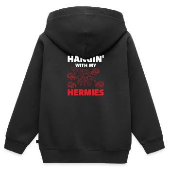 Abhängen mit meinen Hermies - Kinder Premium Organic Zip Hoodie - Schwarz - Hinten - AI Model Kid Male (0cm)
