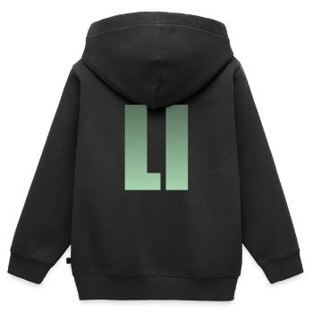 Vorname LI grün - Kinder Premium Organic Zip Hoodie - Schwarz - Hinten - AI Model Kid Male (0cm)