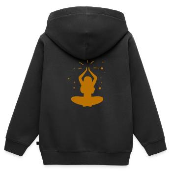 Yoga - Relaxen - Lebensqualität - Kinder Premium Organic Zip Hoodie - Schwarz - Hinten - AI Model Kid Male (0cm)