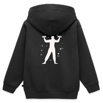 Musculation Haltérophilie Fitness Workout - Sweat Premium à capuche zippé enfant bio - noir - Dos - AI Model Kid Male (0cm)