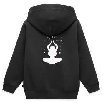 Yoga - Relaxen Lebensqualität - Kinder Premium Organic Zip Hoodie - Schwarz - Hinten - AI Model Kid Male (0cm)