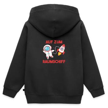 Aus zum Raumschiff Geschenkidee - Kinder Premium Organic Zip Hoodie - Schwarz - Hinten - AI Model Kid Male (0cm)