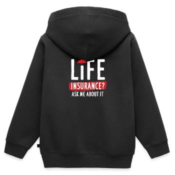 Lebensversicherung Fragen Sie mich danach - Kinder Premium Organic Zip Hoodie - Schwarz - Hinten - AI Model Kid Male (0cm)