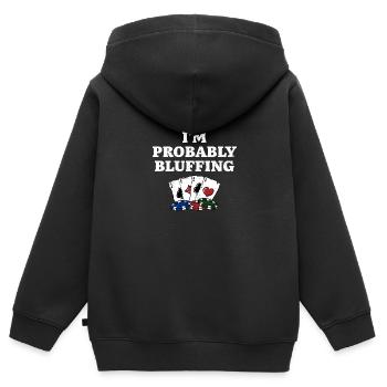 Je bluffe probablement Casino Poker Gambling Poker - Sweat Premium à capuche zippé enfant bio - noir - Dos - AI Model Kid Male (0cm)