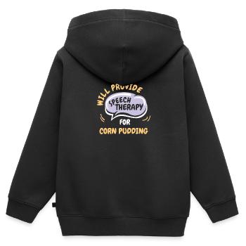 Provide Speech Therapy for Corn Pudding Funny - Kinder Premium Organic Zip Hoodie - Schwarz - Hinten - AI Model Kid Male (0cm)