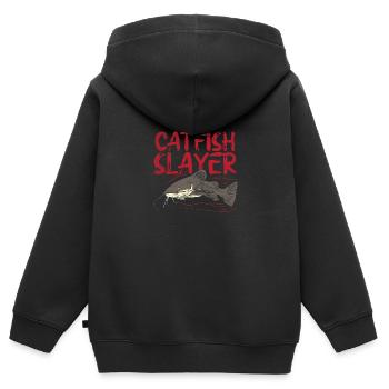 Wels-Töter - Kinder Premium Organic Zip Hoodie - Schwarz - Hinten - AI Model Kid Male (0cm)