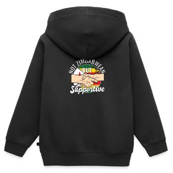 Not Zimbabwean But Supportive Country Traveler - Kinder Premium Organic Zip Hoodie - Schwarz - Hinten - AI Model Kid Male (0cm)