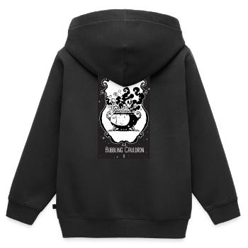 Blubbernde Kessel-Orakelkarte - Kinder Premium Organic Zip Hoodie - Schwarz - Hinten - AI Model Kid Male (0cm)