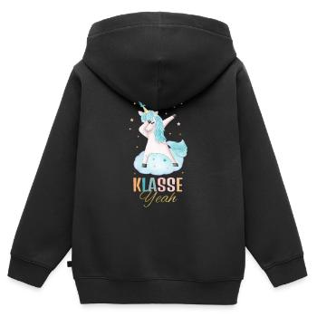 Schulstart mit Einhorn - Kinder Premium Organic Zip Hoodie - Schwarz - Hinten - AI Model Kid Male (0cm)