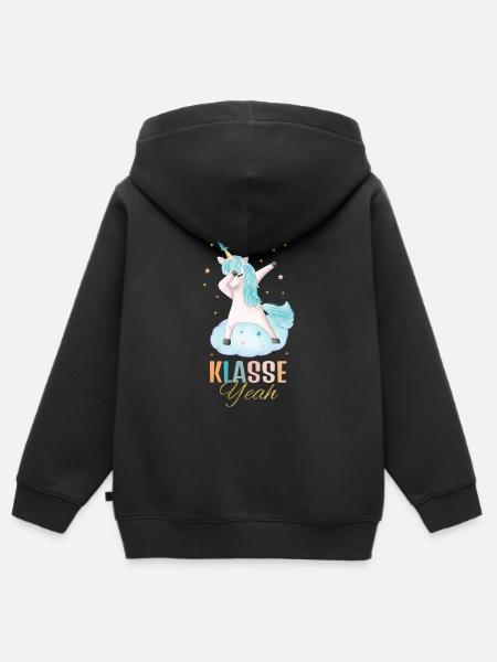 Schulstart mit Einhorn - Kinder Premium Organic Zip Hoodie - Schwarz