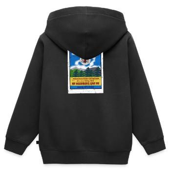 Böller Schinken - Kinder Premium Organic Zip Hoodie - Schwarz - Hinten - AI Model Kid Male (0cm)