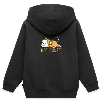 Singe pas imprimé aujourd'hui - Sweat Premium à capuche zippé enfant bio - noir - Dos - AI Model Kid Male (0cm)