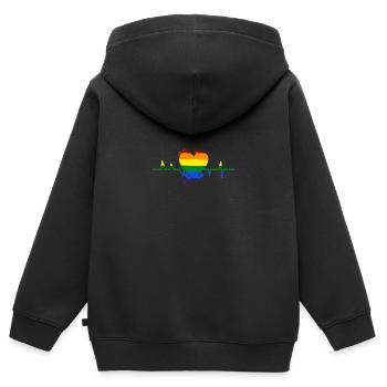 Tolérance du cœur arc-en-ciel - Sweat Premium à capuche zippé enfant bio - noir - Dos - AI Model Kid Male (0cm)