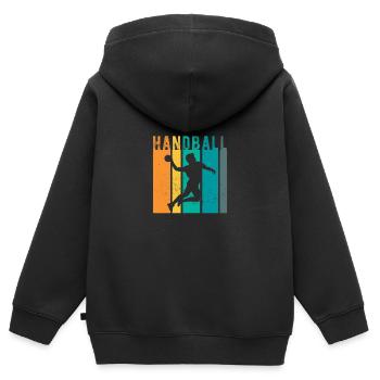 Handball Handballspieler Handballer - Retro - Kinder Premium Organic Zip Hoodie - Schwarz - Hinten - AI Model Kid Male (0cm)