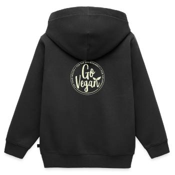 Go Vegan Drôle Veggie Santé - Sweat Premium à capuche zippé enfant bio - noir - Dos - AI Model Kid Male (0cm)