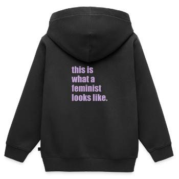 This is what a feminist looks like Femme Feminism - Sweat Premium à capuche zippé enfant bio - noir - Dos - AI Model Kid Male (0cm)