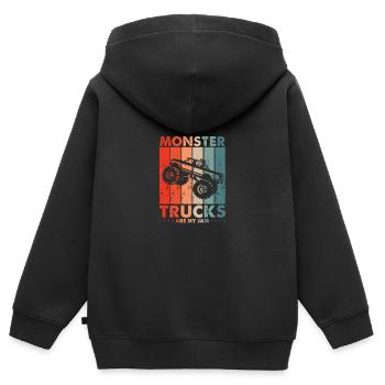 Vintage Monster Truck Are My Jam Retro engines - Sweat Premium à capuche zippé enfant bio - noir - Dos - AI Model Kid Male (0cm)