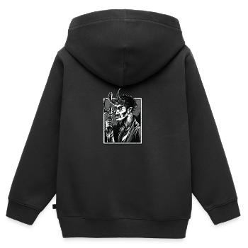 Occult Gothic Grunge Satan 666 Dark Art - Sweat Premium à capuche zippé enfant bio - noir - Dos - AI Model Kid Male (0cm)