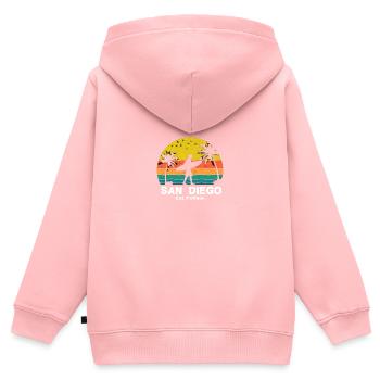 San Diego CA California Van Life Surfer USA - Sweat Premium à capuche zippé enfant bio - rose - Dos - AI Model Kid Female (0cm)